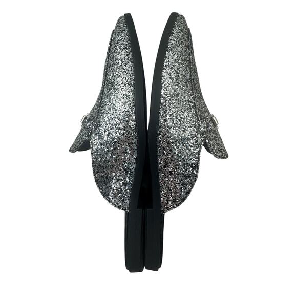 Asos Holiday Party Black Glitter Loafer Flats Womens 10 Snaffle Bit Slip Ons Fun - Picture 11 of 11